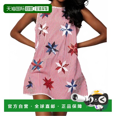 自营 queen of sparkles红白条纹风车领带裙-红色 美国奥莱直发