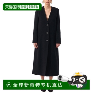 美国奥莱直发 自营 Carolina Herrera长羊毛大衣 黑色