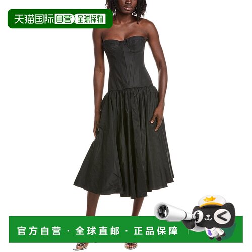 自营ALEXIS Samira Midi连衣裙-黑色 美国奥莱直发