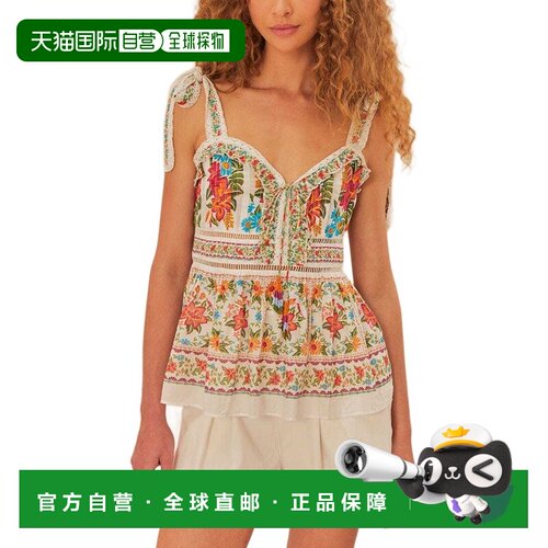 自营farm rio农场Rio Off White Bloom花园无袖上衣-红色 美国奥