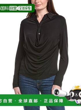 自营Kenneth Cole Drape Top - black 美国奥莱直发