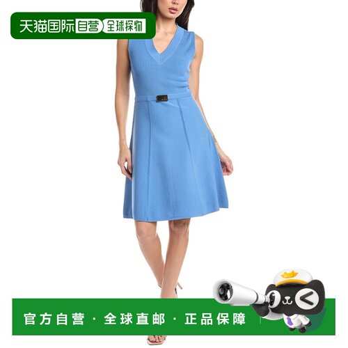 自营St. John Flared Knit Midi Dress - blue 美国奥莱直发