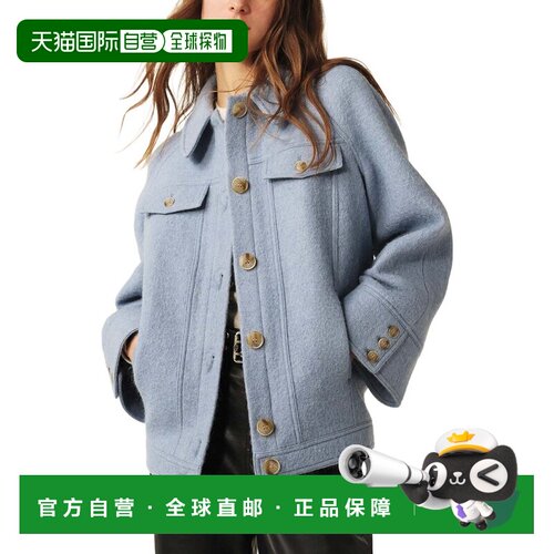 自营ba&sh Kendy Wool & Alpaca-Blend Coat - blue 美国奥莱直发