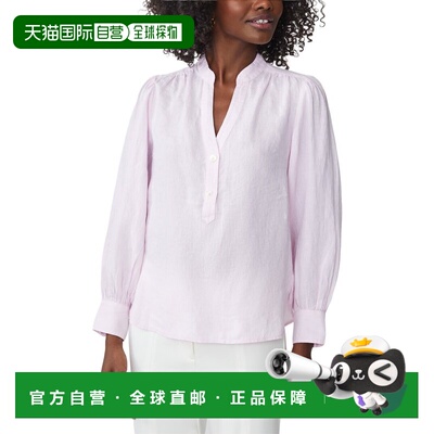 自营J.McLaughlin亚麻Rashell女衬衫-粉红色 泡泡袖美国直发奥莱