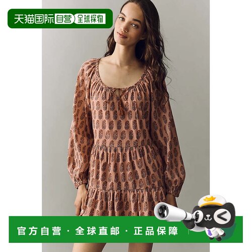 自营paigeBoardwalk迷你连衣裙-salmon multi 美国奥莱直发