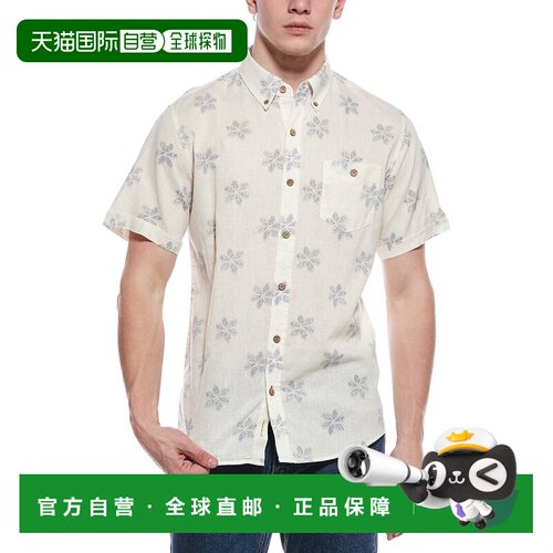 自营WEATHERPROOF VINTAGE Linen-Blend Shirt - blue 美国奥莱直