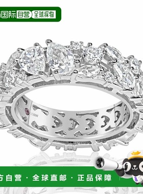 自营 Suzy Levian 纯银立方氧化锆抽象簇状永恒戒指 - 白色 美国