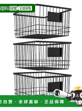 自营 Oceanstar 金属线收纳盒带卡夹，3 件套，黑色 - 黑色 美国