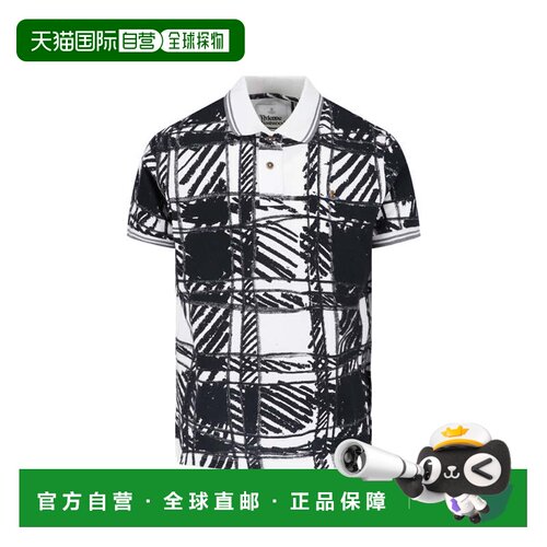 自营vivienne westwood抽象格纹polo衫配经典领口-白色 美国奥莱