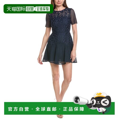 自营Milly Lana Floral Geo Combo Lace Mini Dress - navy 美国