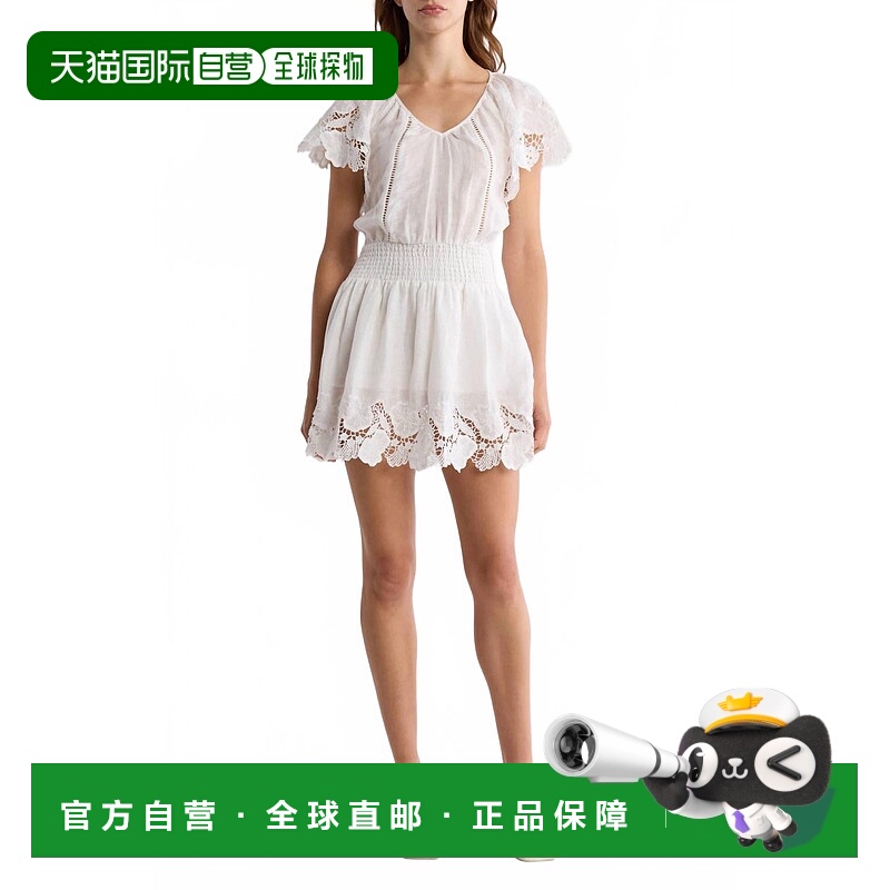 自营ramy brookRyan Lace Trim Linen Mini Dress In White - whi