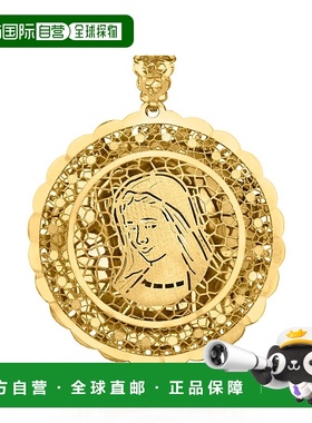 自营 Ross-Simons 意大利 14kt 黄金母亲玛丽花丝奖章吊坠 - 黄色