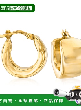 自营 Ross-Simons 意大利 18kt 黄金 Huggie Hoop 耳环 - 黄色 美