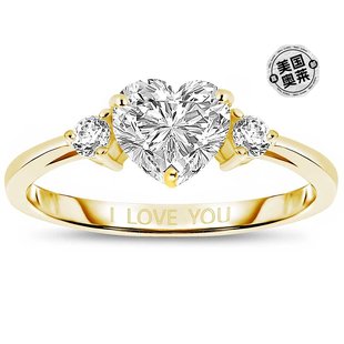 自营GENEVIVE 纯银镀金立方氧化锆“我爱你”承诺戒指 - 金 美国