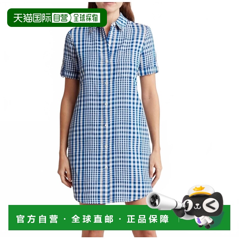 自营theoryMayvine Dillon Plaid Shirt Dress In Blue/white 美