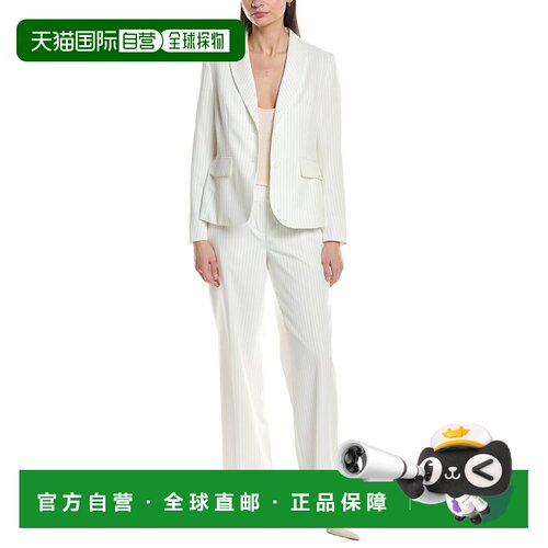 自营Le Suit 2pc Pinstripe Shawl Collar Jacket & Wide Leg Pan