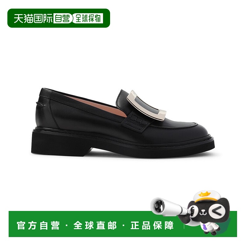 自营roger vivierLeather Loafers With Decorative Buckle - bla