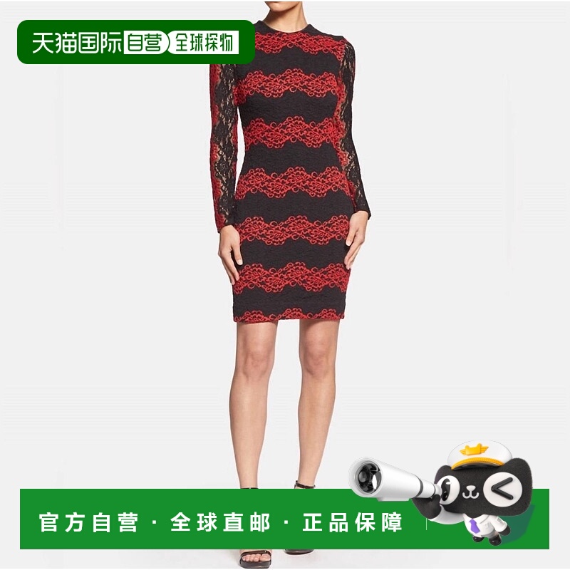 自营dress the populationMorgan Lace Long Sleeve Dress In Gar