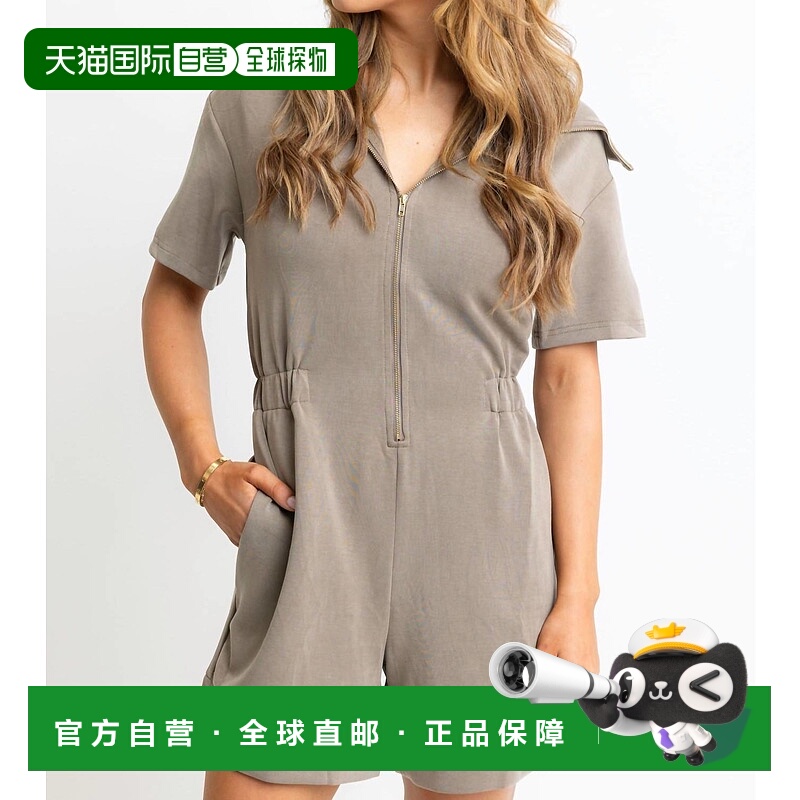 自营karlieKnit Zip Novelty Romper In Taupe - taupe 美国奥莱