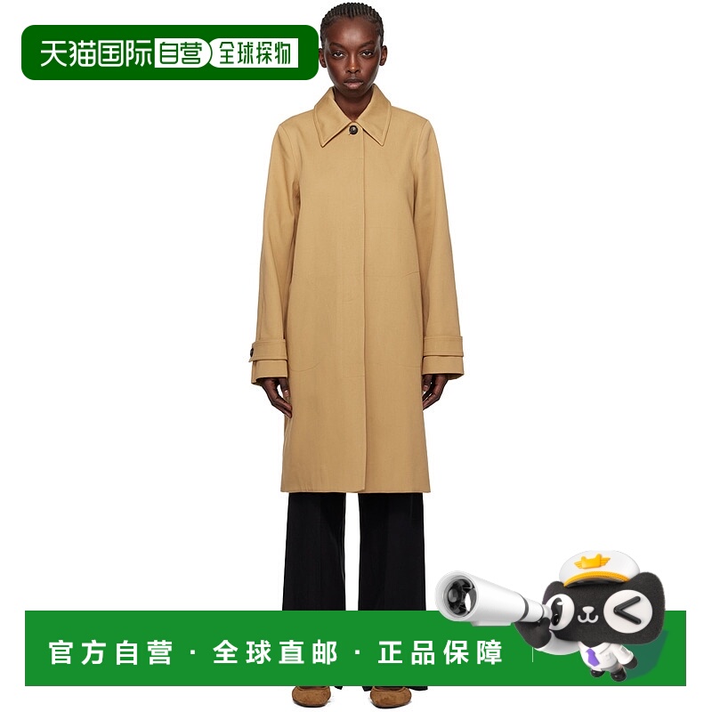 1h可退 香港直邮潮奢 TOTÊME 女士 黄褐色 A-Line Car 大衣 242WR