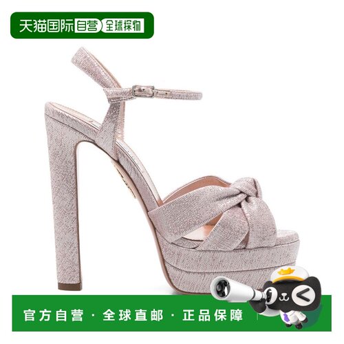 自营aquazzuraHigh Block Heel Platform Sandals - grey 美国奥