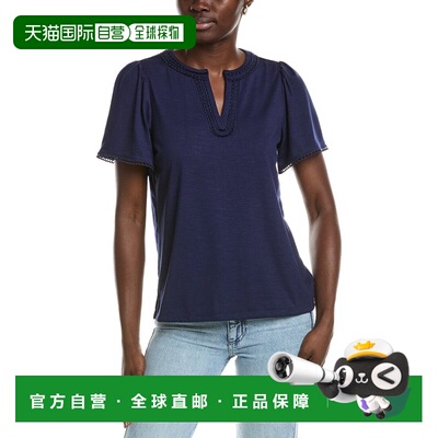 自营Jones New York Drapey Slub分领上衣-蓝色 女装美国直发奥莱