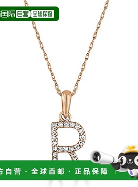 自营 sabrina14k 玫瑰金和钻石初始项链 - 玫瑰 r 美国奥莱直发