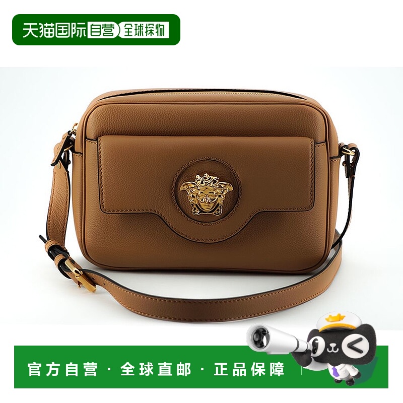 自营versaceBrown Calf Leather Camera Shoulder Bag - brown 美