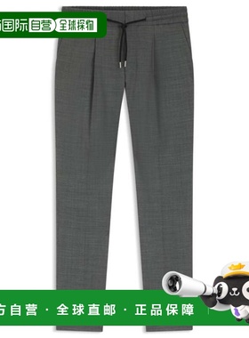 自营hugo bossSlim-fit trousers in wool-blend sharkskin - gre