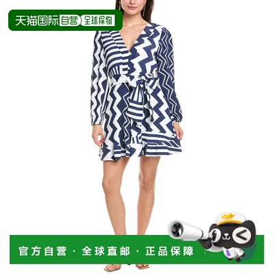 自营Milly Liv Pleated Satin Mini Dress - blue 美国奥莱直发