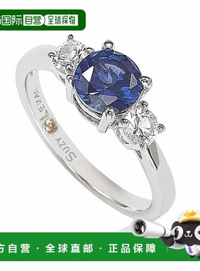 自营 Suzy Levian 纯银蓝宝石和钻石口音订婚戒指 - 蓝色 美国奥