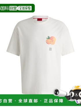 自营 hugo boss橙色印花棉质针织 T 恤 - 白色 美国奥莱直发