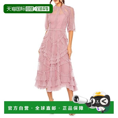 美国直邮MAC DUGGAL 女士连衣裙长袖吊带吊带裙长裙中长高领纱裙