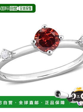 自营 mimi & max925 纯银 3/4 克拉 TGW 石榴石和白色托帕石三石