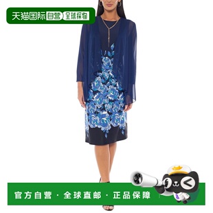 自营Marina印花中长款连衣裙-蓝色 美国奥莱直发
