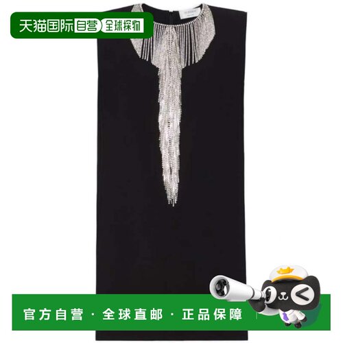 自营sportmax黑色亮片无袖迷你连衣裙-黑色 美国奥莱直发