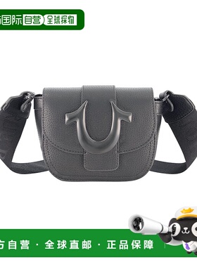 自营True Religion 迷你翻盖深色五金斜挎包 - 深灰色 美国奥莱直