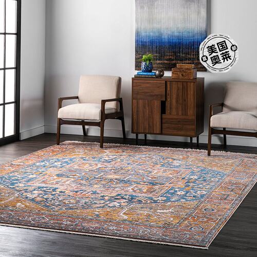 nuLOOM Vintage Harriet Medallion Fringe Area Rug - rust 【美