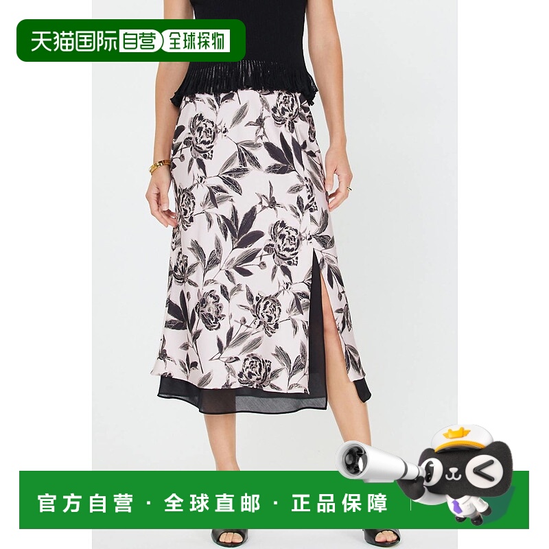 自营current airLorena Floral Skirt In Black/white Multi - bl