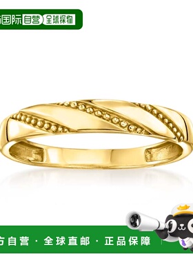 自营Ross-Simons Italian 10kt Yellow Gold Beaded Stripe Ring