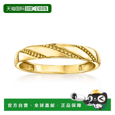 自营Ross-Simons Italian 10kt Yellow Gold Beaded Stripe Ring