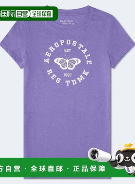 自营Aeropostale Butterfly Foil Graphic Tee - blue purple 494