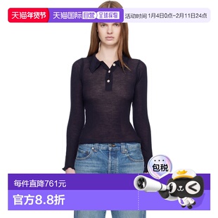 1h可退 香港直邮潮奢 Baserange 女士 海军蓝 Dual 长袖 Polo 衫