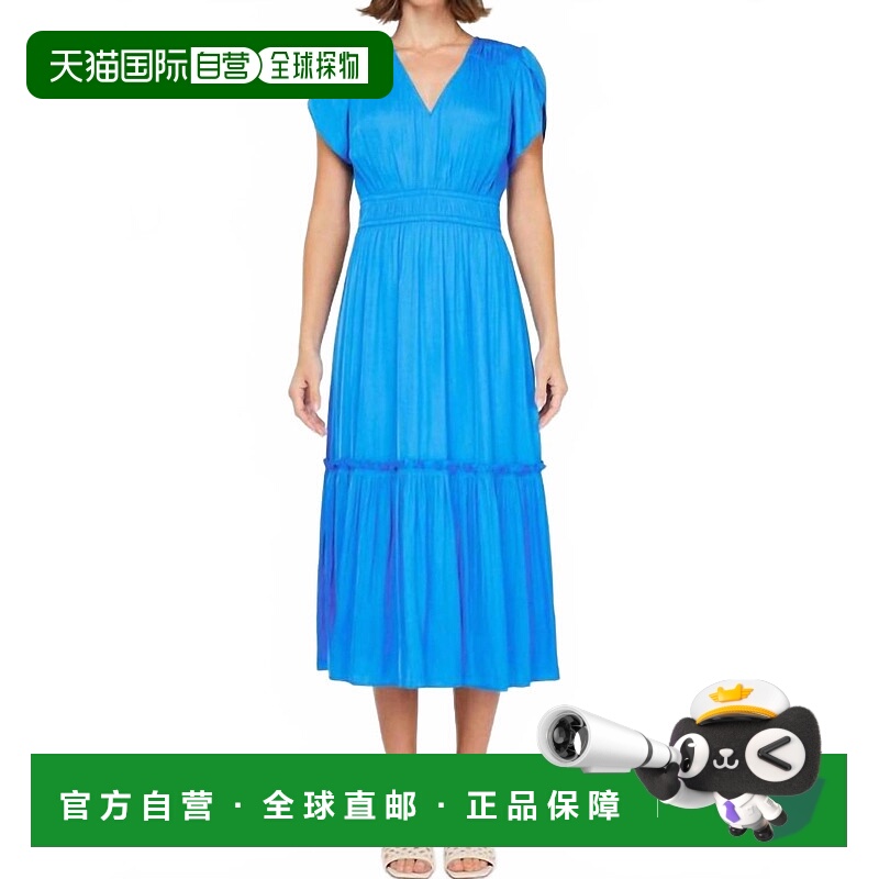 自营current airCarolina Midi Dress In Azure Blue - azure blu