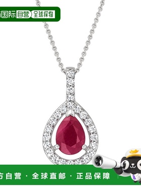 自营 ross-simons罗斯-西蒙斯鲁比和 . 14 克拉白金钻石吊坠项链