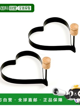 自营 Norpro 4 英寸不粘心形煎饼和鸡蛋戒指，2 件套，黑色 - 黑