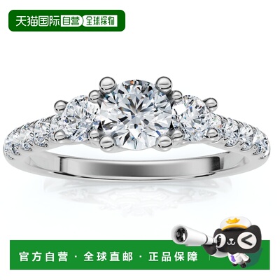 自营pompeii33/4ct Elira Three Stone Diamond Ring 10K Gold La