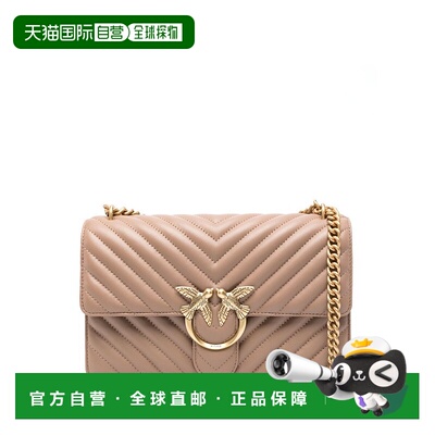 自营pinkoChevron Quilted Beige Calf Leather Shoulder Bag - p