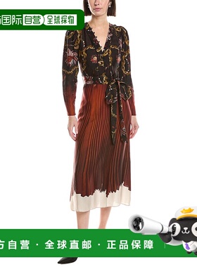 自营Marchesa Notte Printed Georgette Midi Dress - orange 美