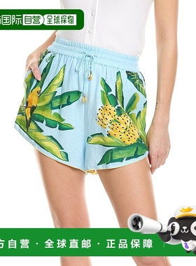 自营 FARM Rio Foliage 亚麻混纺短裤 - 蓝色 美国奥莱直发